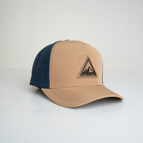 Triangle Mountains Curved Brim Hat - Khaki/Navy